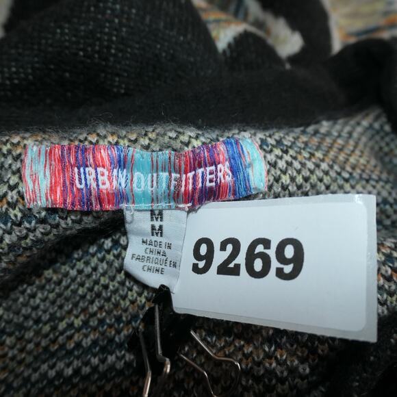 Urban Outfitters Cardigan Sweater Womens Medium Dark Gray Flame Oversized Boho - Picture 12 of 12